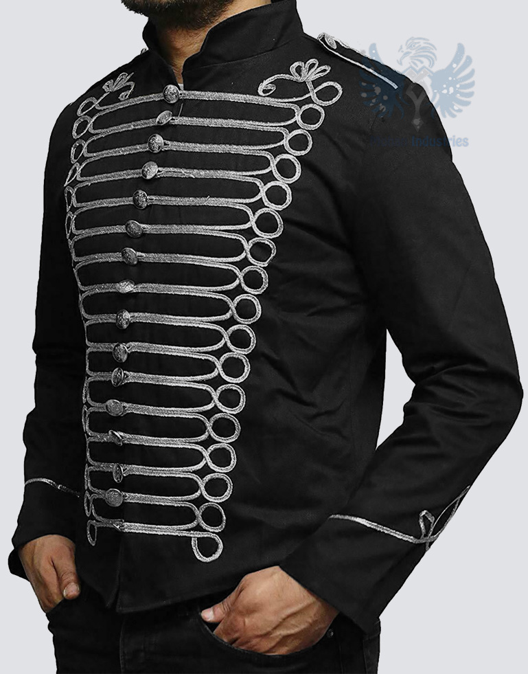 men’s-military-drummer-steampunk-parade-jacket-black-and-silver-side