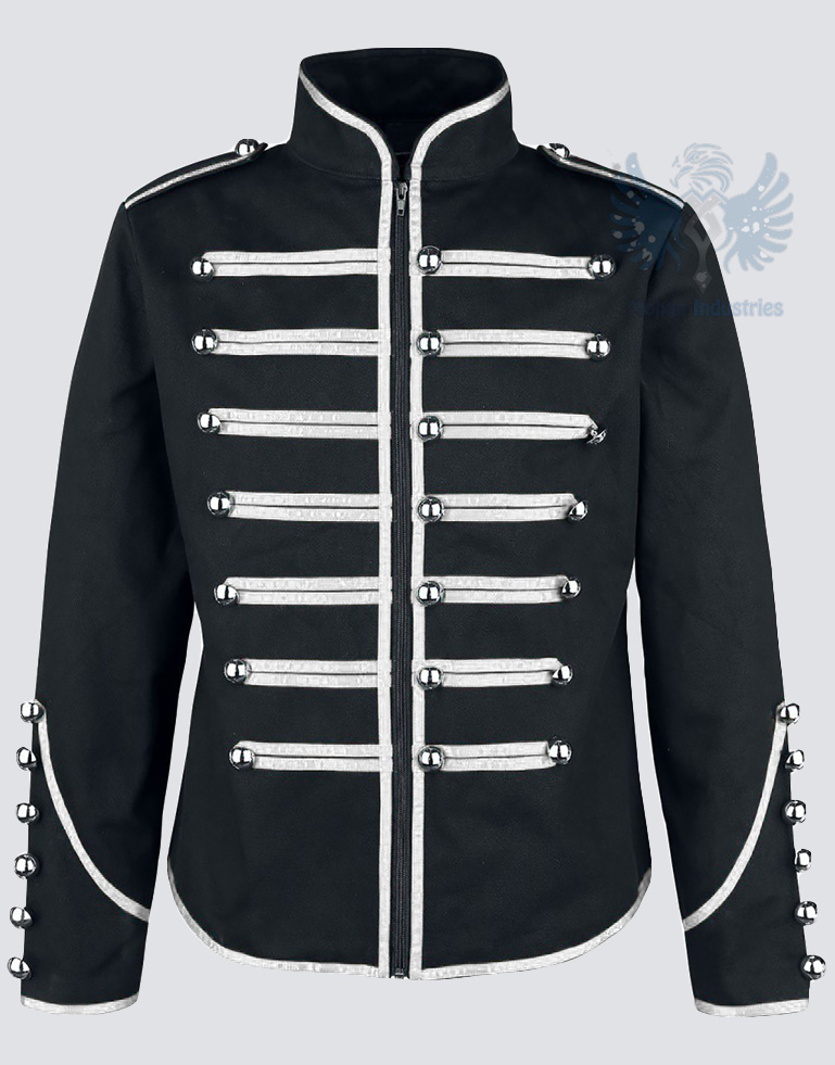 mens-unique-gothic-steampunk-silver-black-parade-military-marching-band-drummer-jacket-goth-punk-emo-front