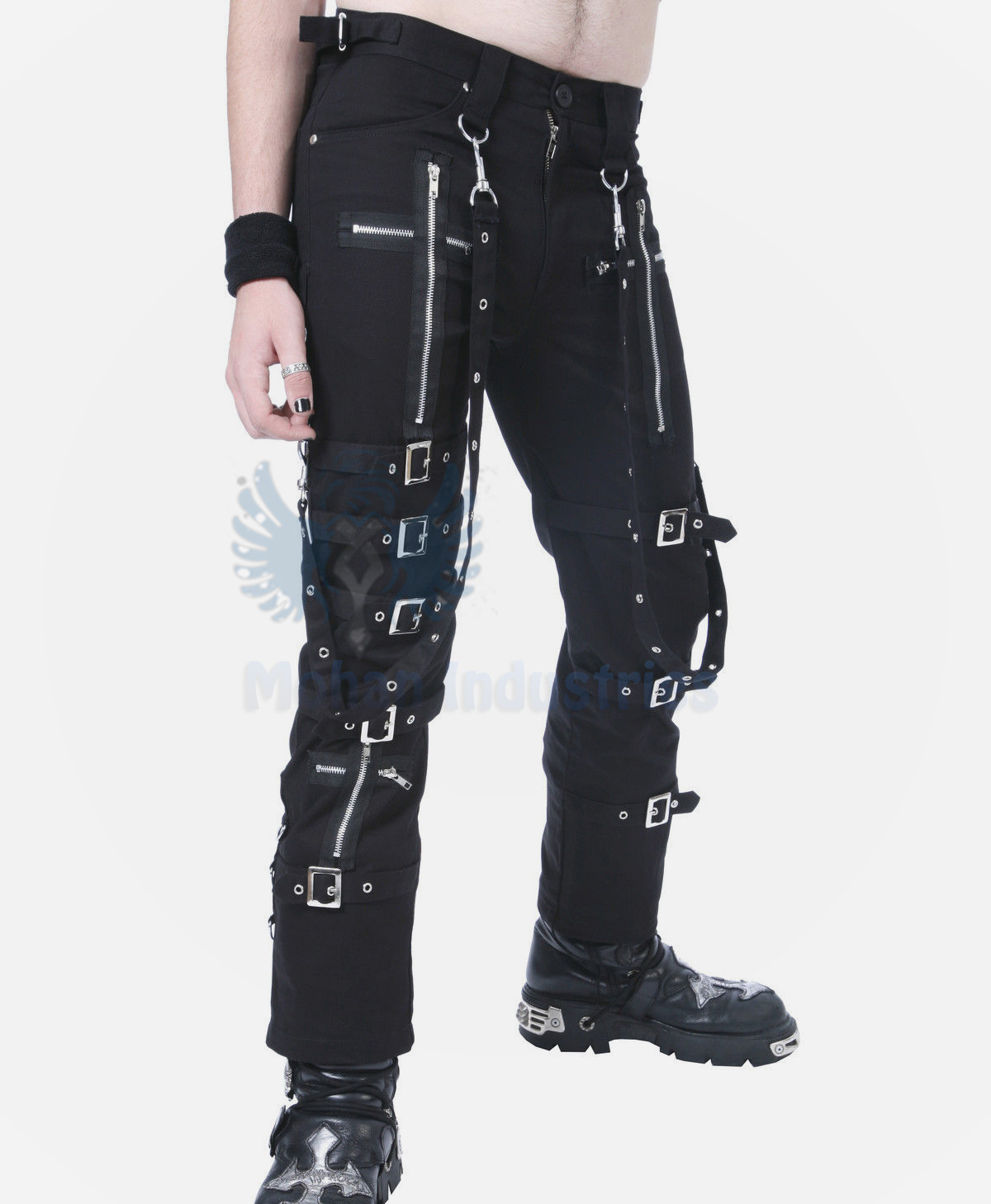 mi-419-black-buckle-zips-chains-straps-trousers-pants-cyber-goth-rave